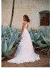 Halter Neck Ivory Lace Tulle Keyhole Back Wedding Dress